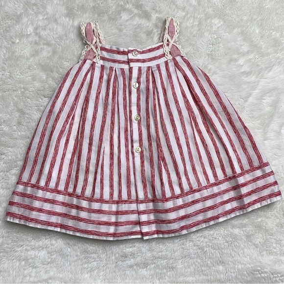 Pili Carrera Baby's Sleeveless Striped Pleated Red Dress & Brief Set Sz 12Months - Picture 4 of 14